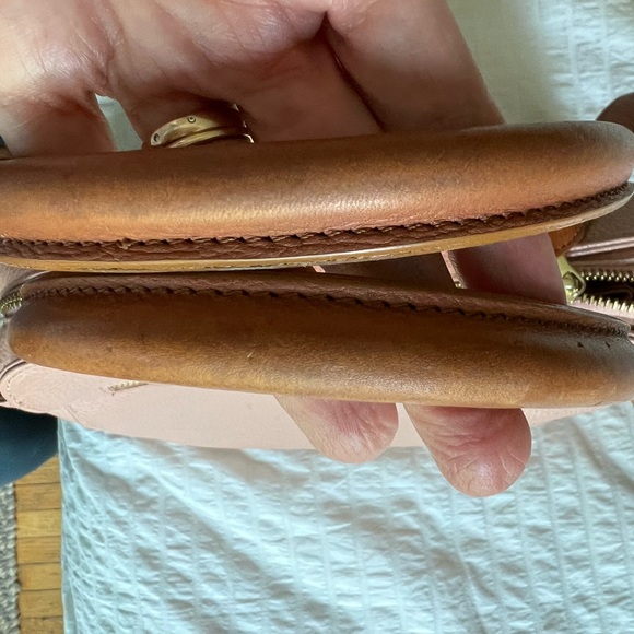 Genuine Leather Valentina Shoulder Cross-Body Bag - Pink and Tan - Picture 2 of 15